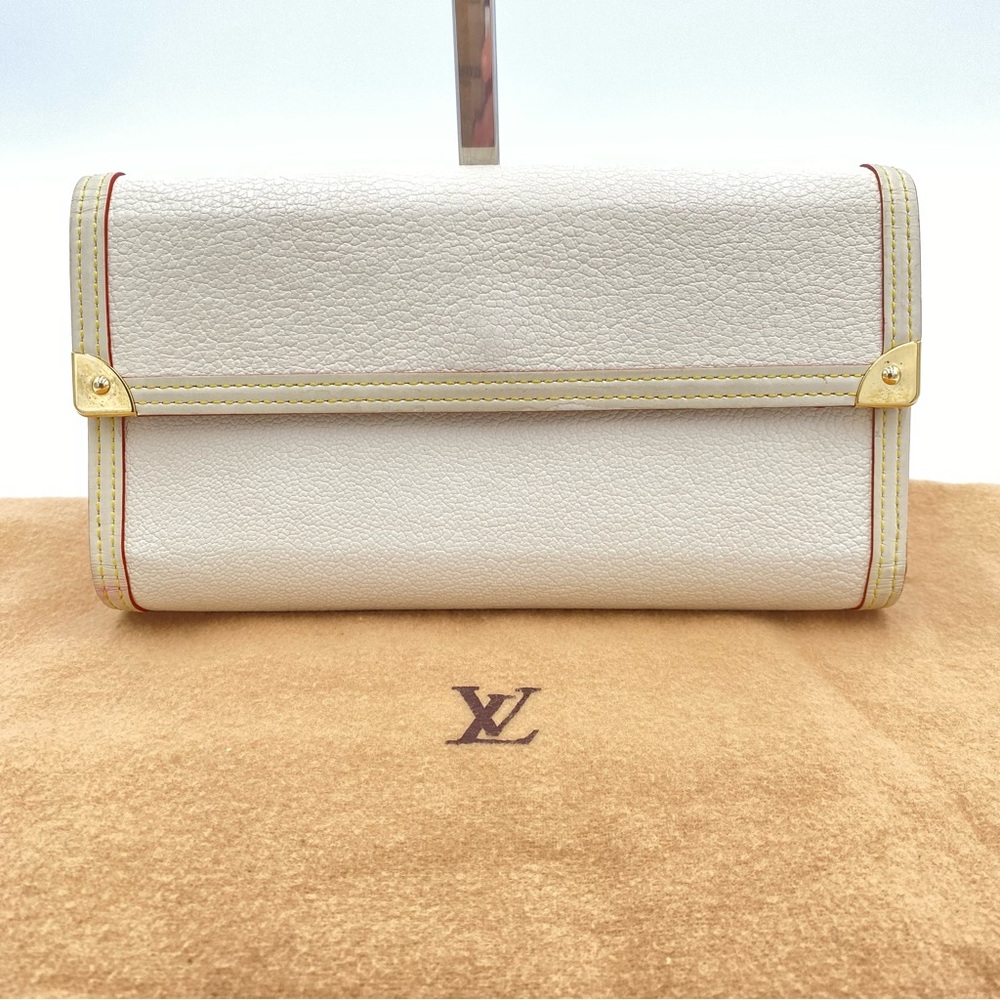 LOUIS VUITTON SUHALI Cream with Red Border and Gold Accents International Wallet